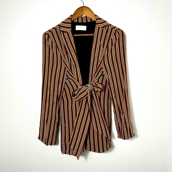Capulet Striped Tie Front Blazer with Pockets Academic - Picture 1 of 8